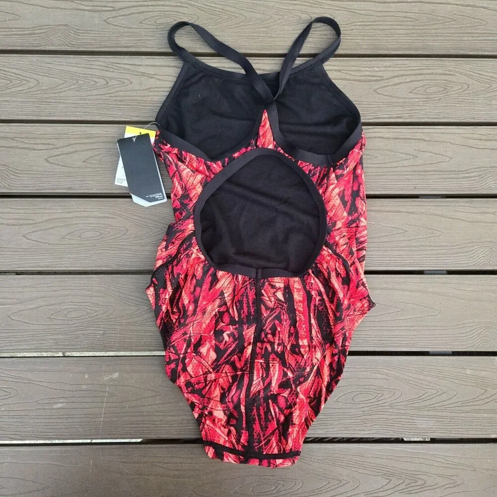 TYR Women's Sagano Red/black 1 Pc Swimsuit, DiamondFit, SZ 34 NEW